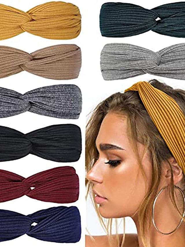 Women Twist Knotted Boho Stretchy Hair Bands Cross Turban - LuckyFash™