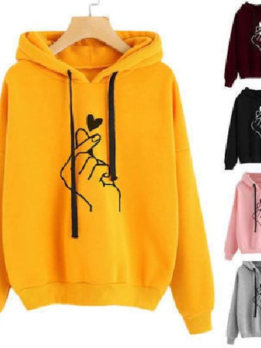 Hoodie Sweatshirt Pullover Basic Black Yellow Pink Graphic Street Hoodie Long Sleeve for Women - LuckyFash™