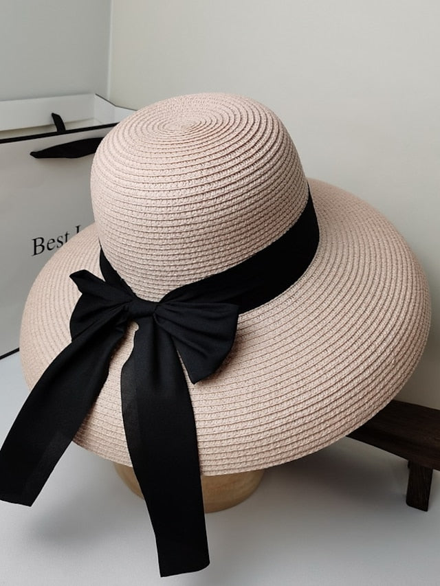 1 pcs Straw Sun Hat Summer Beach Hat UV UPF Wide Brim Straw Hat Foldable for Travel for Women - LuckyFash™