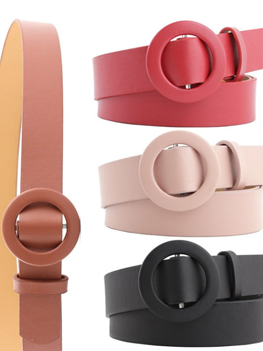 Unisex PU Buckle Belt PU Leather Sliding Buckle O-ring Casual Classic Party Daily White Black Pink Red for Women - LuckyFash™