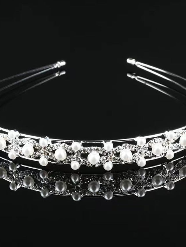 1PC Women's Headbands Headband For Wedding Party Evening Birthday Drusy Imitation Pearl Rhinestone Alloy 1 2 3 - LuckyFash™