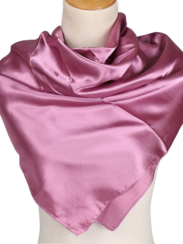 1pcs 90*90cm Solid Colors Neckerchief Hijab Scarf For Women Silk Satin Headband Hair Scarves Female Square Shawls Head Scarfs For Ladies - LuckyFash™