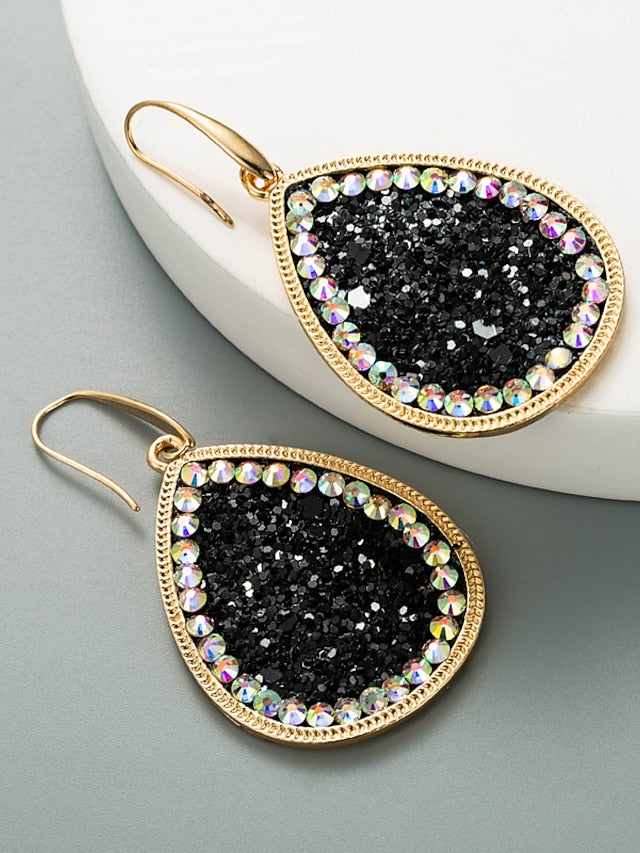 1 Pair Reinstone Sequins Shiny Earrings For Women's Party Evening Daily Prom Alloy Pear Cut - LuckyFash™