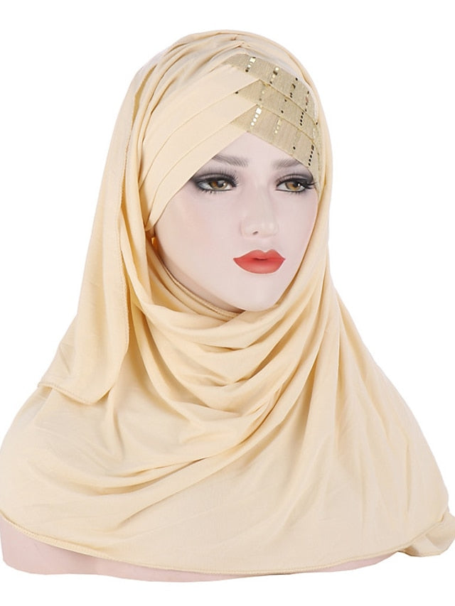 New Muslim Women Cross Soft Sleep Chemo Hat Beanie Women Soft Silk with Sequins Hijab Headwrap Headscarf Turban Hat Cap Headwear for Women - LuckyFash™