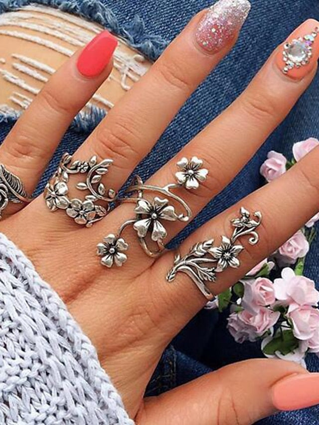 4pcs Ring For Women's Street Festival Alloy Classic Flower - LuckyFash™