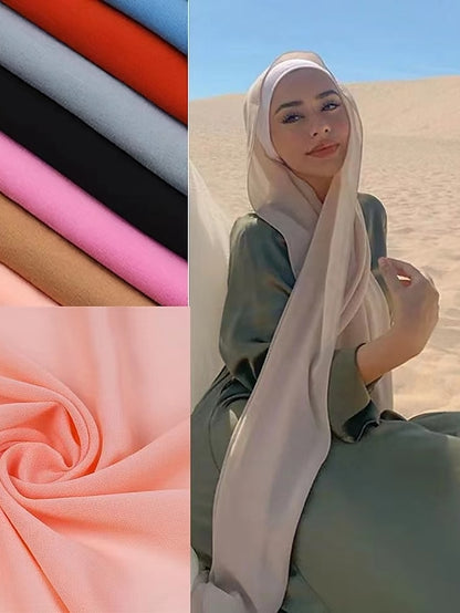 180*75cm Muslim Fashion Chiffon Hijab Scarf Women Scarves Long Shawl Islamic Hijabs Simple Head Scarf Solid Wrap Turban - LuckyFash™