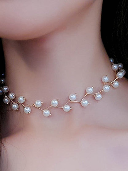 1PC Choker Necklace For Women's Pearl White Wedding Daily Alloy Classic - LuckyFash™