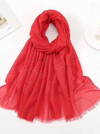 1 PC Sequins Cotton Viscose Muslim Hijab Scarves Women Long Shawls Solid Headscarf Head Wraps Islamic Turban Headband Foulard Bandana - LuckyFash™