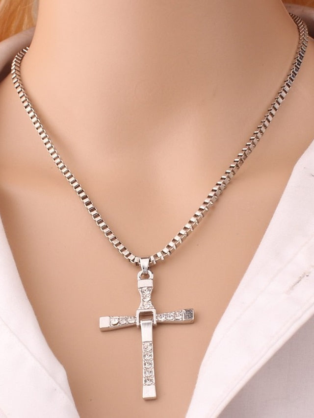 1PC Pendant Necklace For Women's Cubic Zirconia White Gift Daily Alloy Classic Cross - LuckyFash™