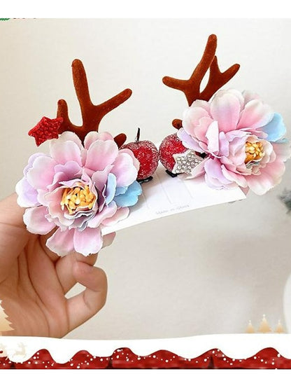 1PC Women's Girls' Hair Clip For Christmas Fabric 9970H White Hair Brown Antler Hair Clip 9970N Red Sequin Green Bow Hair Clip 9970Z Snowflake Bow Antler Hair Clip - LuckyFash™