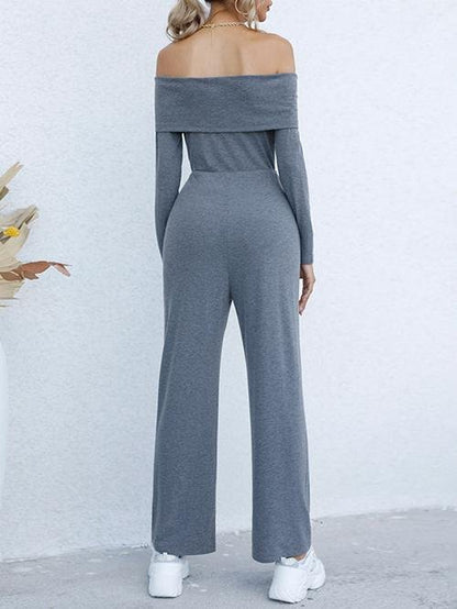 One-line Collar Off-shoulder Long-sleeved Rompers - LuckyFash™