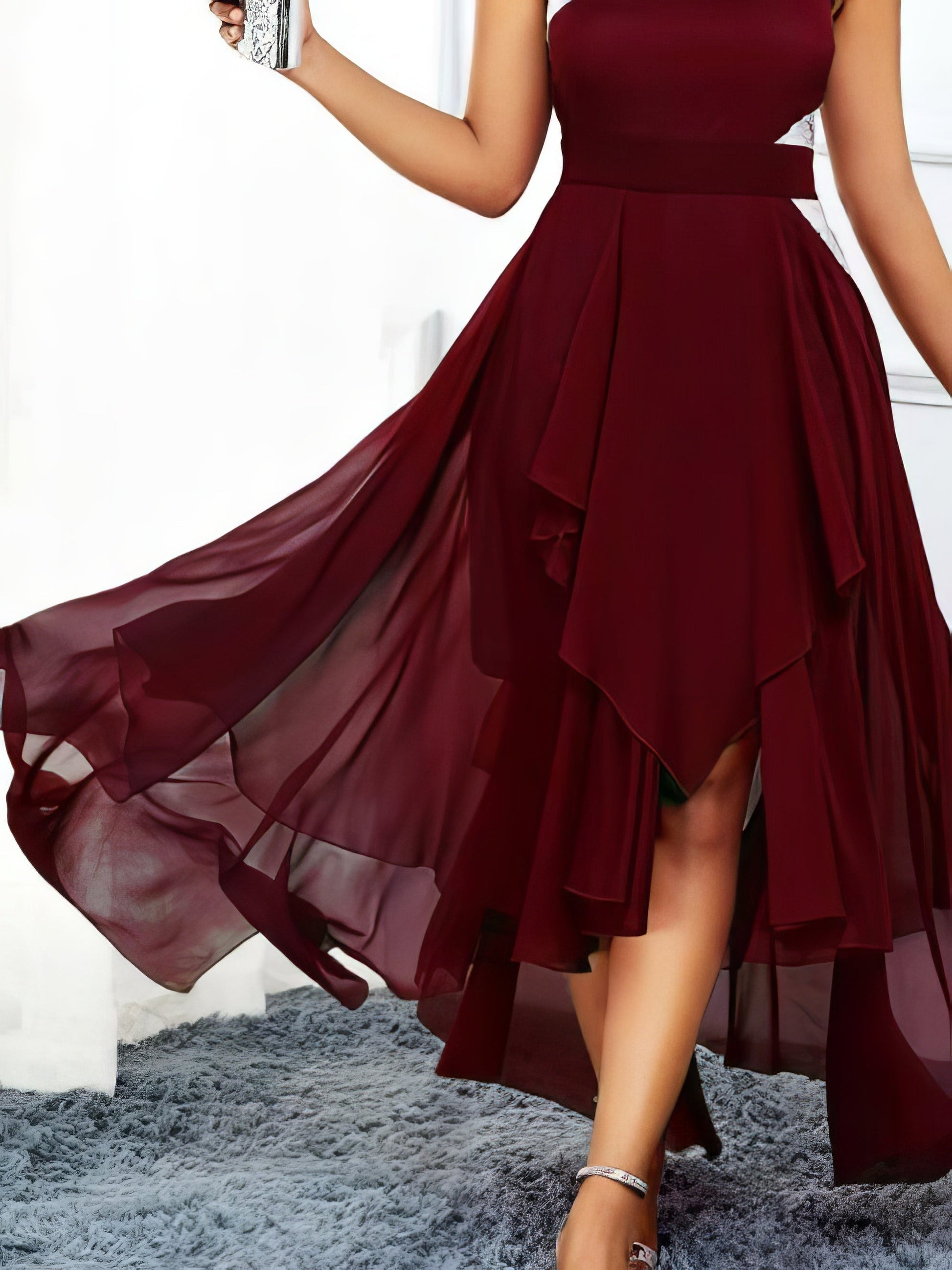 One-shoulder Asymmetrical Hem Slim Dress - LuckyFash™