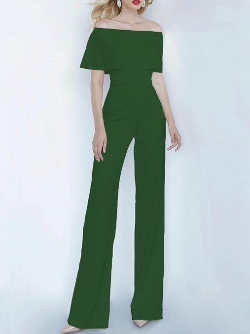One-shoulder Short Sleeve Solid Fashion Jumpsuit - LuckyFash™