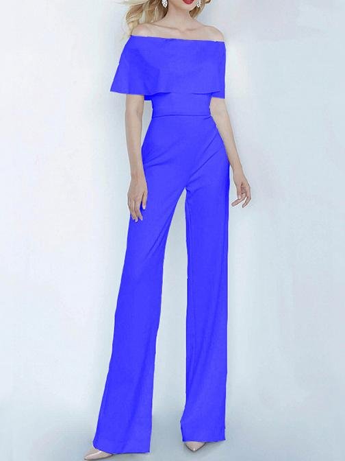 One-shoulder Short Sleeve Solid Fashion Jumpsuit - LuckyFash™
