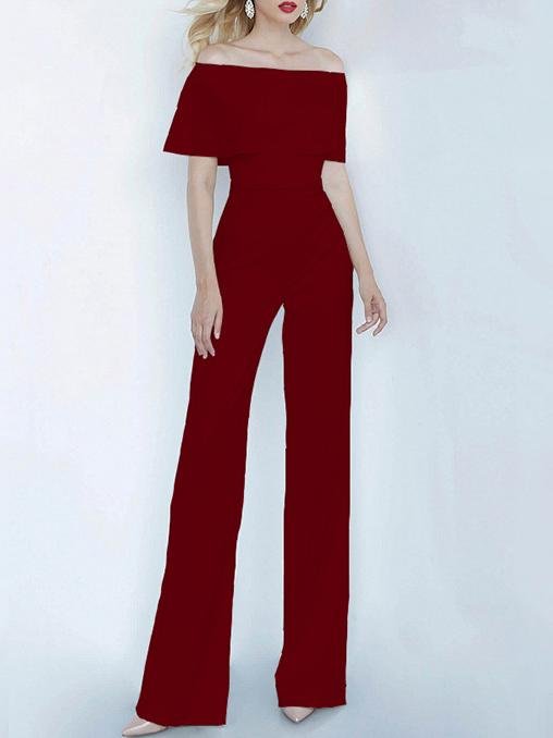 One-shoulder Short Sleeve Solid Fashion Jumpsuit - LuckyFash™