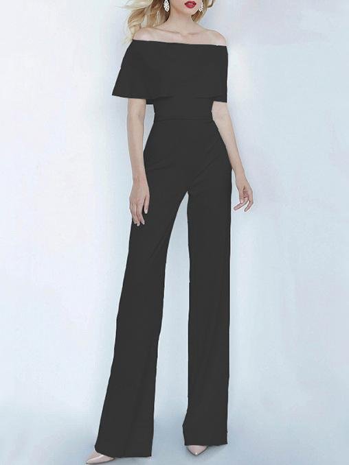 One-shoulder Short Sleeve Solid Fashion Jumpsuit - LuckyFash™