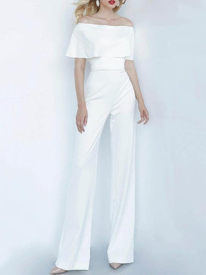 One-shoulder Short Sleeve Solid Fashion Jumpsuit - LuckyFash™