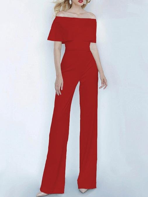 One-shoulder Short Sleeve Solid Fashion Jumpsuit - LuckyFash™