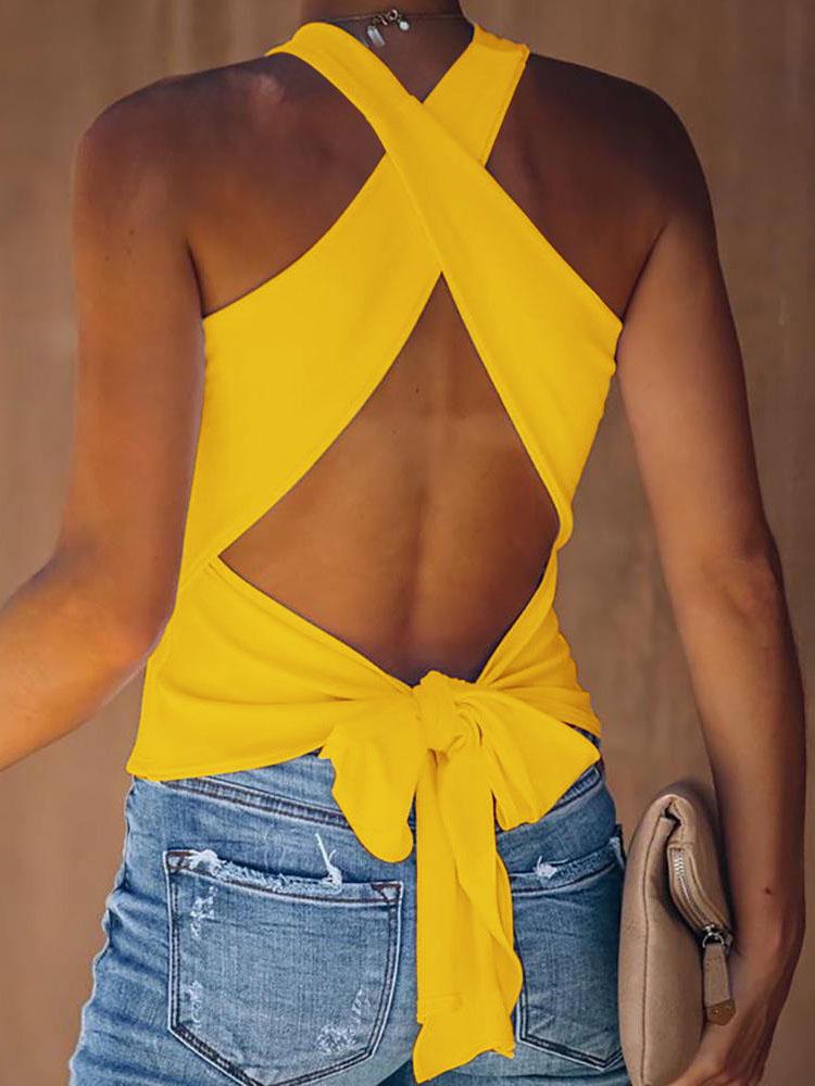 Open Back Knotted Design Top - LuckyFash™