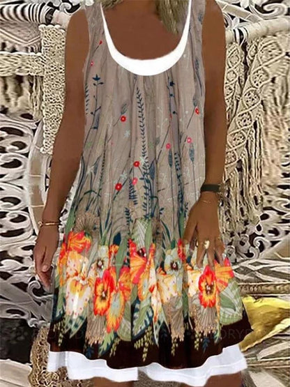 Patchwork Sleeveless Round Neck Pullover Dress - LuckyFash™