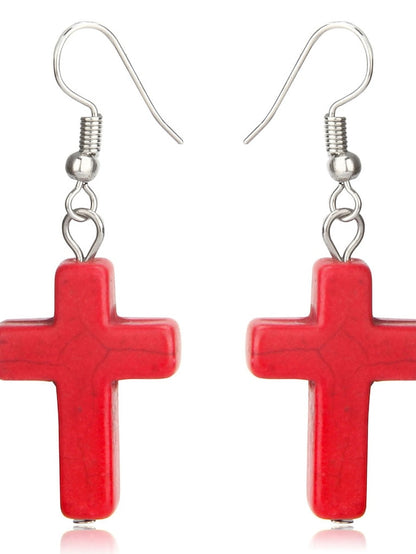 1 Pair Drop Earrings For Women's Turquoise Street Daily Alloy Classic Cross - LuckyFash™