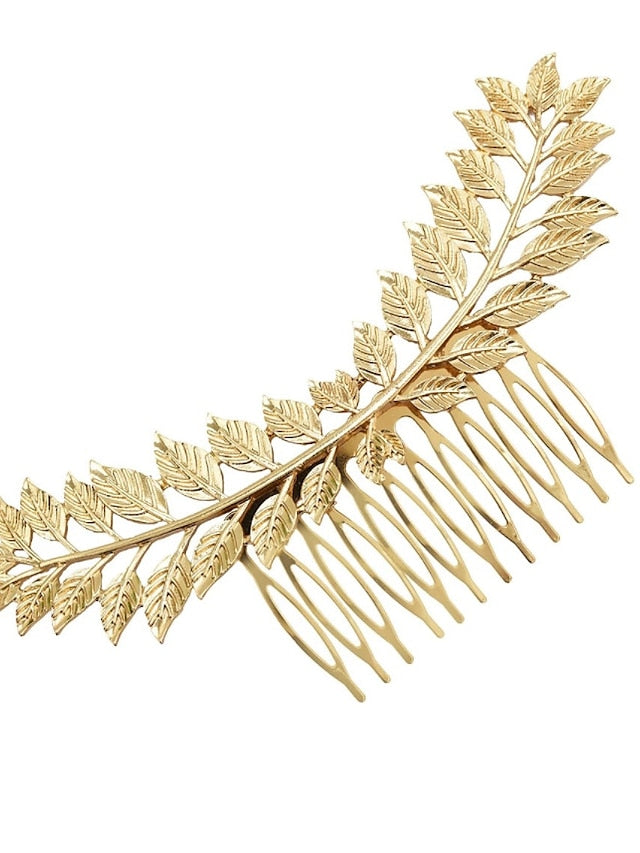 1pc Women's Girls' Hair Combs Leaves Comb Fashion Gold Leaf Clips Tiara Vintage Roman Goddess Leaf Bridal Hair Crown Branch for Wedding Party Dancing Party Fashion Show - LuckyFash™