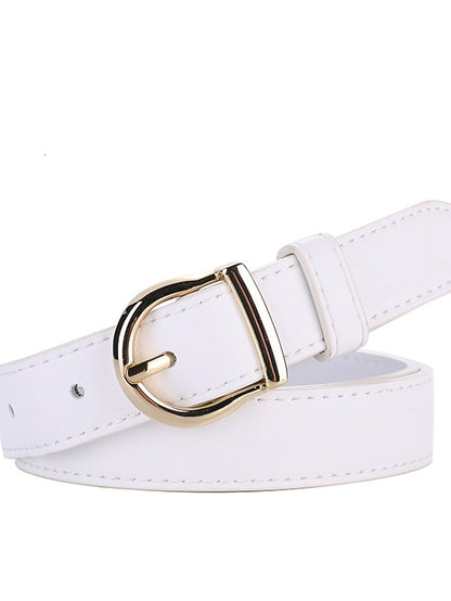 Women's Belt Genuine Leather White Black Red Brown Apricot Waist Belt Daily Dress Work Solid Color / Spring / Summer / Winter - LuckyFash™