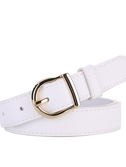 Women's Belt Genuine Leather White Black Red Brown Apricot Waist Belt Daily Dress Work Solid Color / Spring / Summer / Winter - LuckyFash™