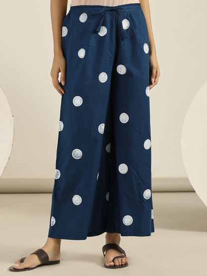 Polka Dot Casual Wide-Leg Belted Loose Trousers - LuckyFash™