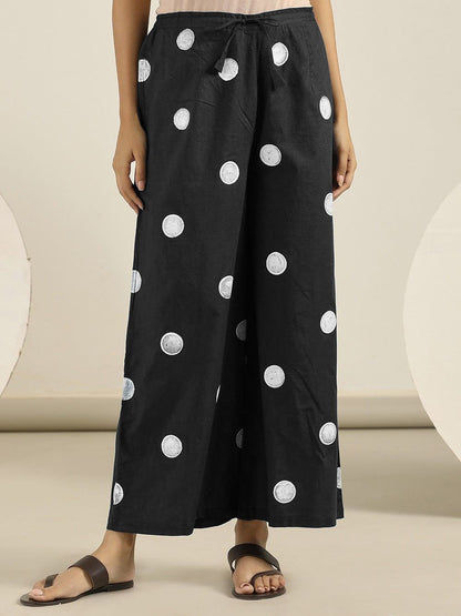 Polka Dot Casual Wide-Leg Belted Loose Trousers - LuckyFash™
