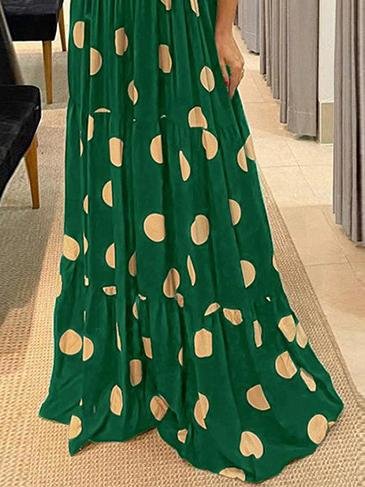 Polka Dot Halterneck Sleeveless Tunic Dress - LuckyFash™