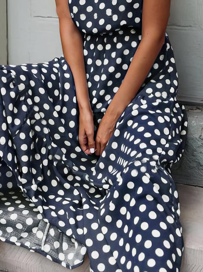 Polka Dot Print Round Neck Casual Dress - LuckyFash™