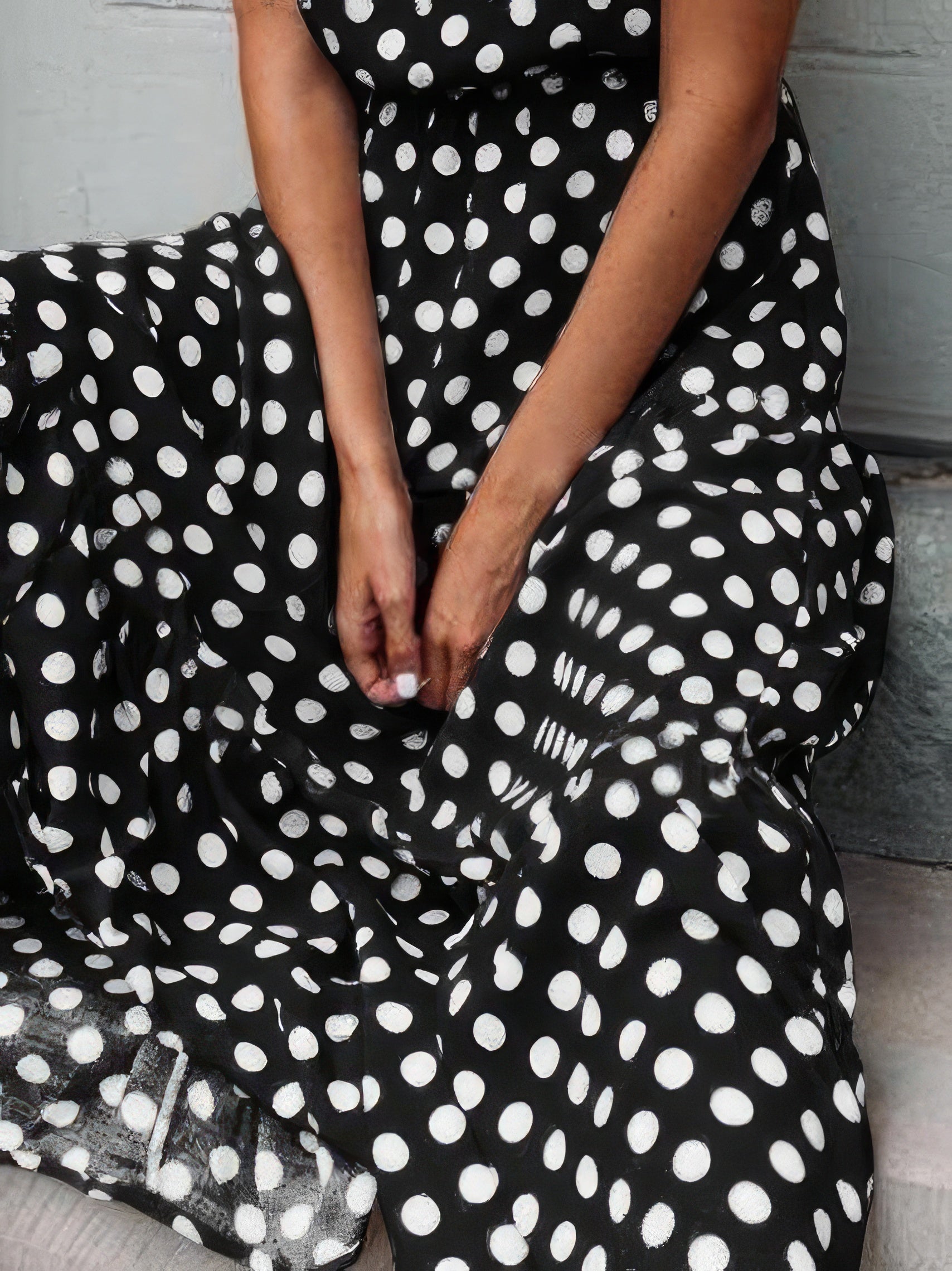Polka Dot Print Round Neck Casual Dress - LuckyFash™