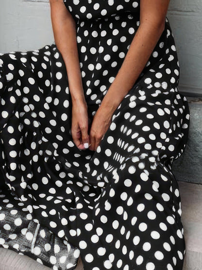 Polka Dot Print Round Neck Casual Dress - LuckyFash™