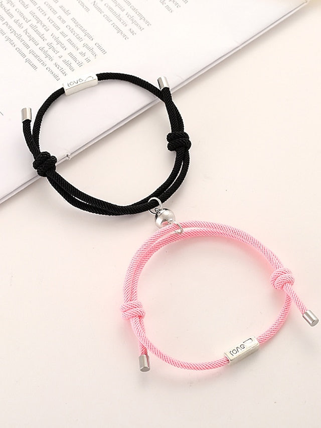 1 Pair Couple's Bracelet Magnetic Adjustable Romantic Series Love Simple Rope Bracelet Jewelry Milan For Gift - LuckyFash™