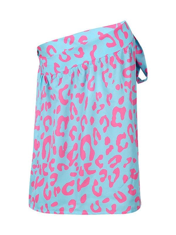 Printed Diagonal Collar Off The Shoulder Casual T-Shirts - LuckyFash™