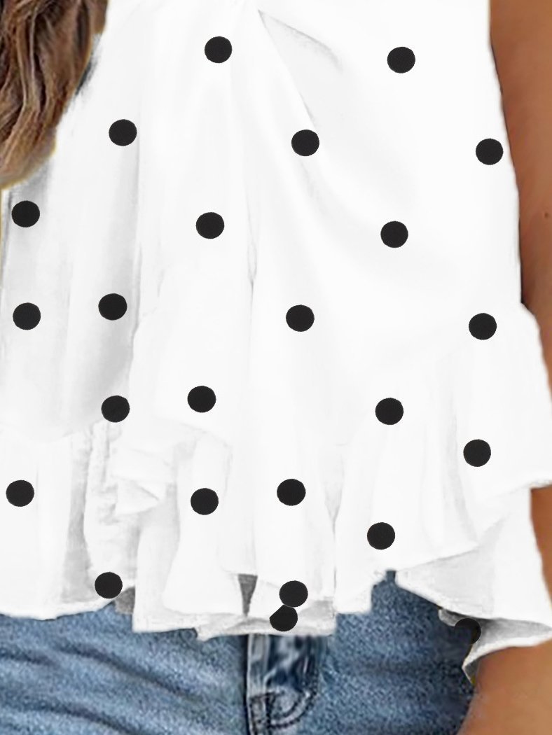 Printed Halter Ruffle Sleeveless Tank Tops - LuckyFash™