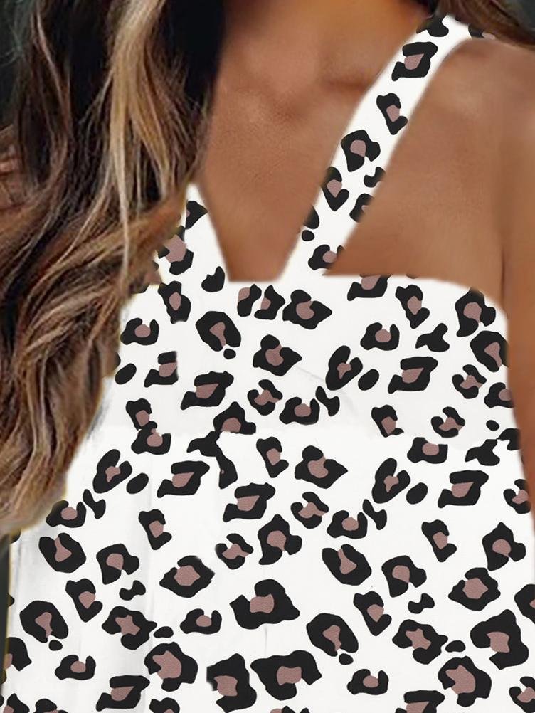 Printed Halter Ruffle Sleeveless Tank Tops - LuckyFash™