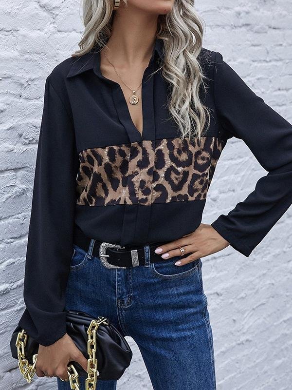 Printed Leopard Print Loose Ladies Shirt - LuckyFash™