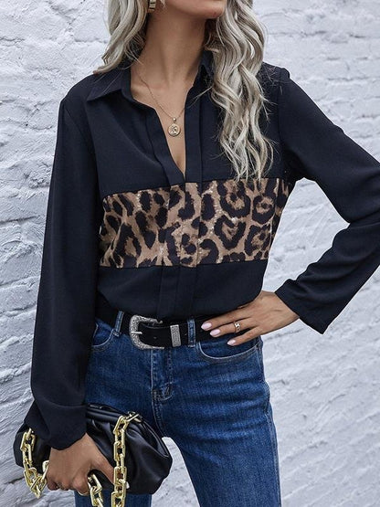 Printed Leopard Print Loose Ladies Shirt - LuckyFash™