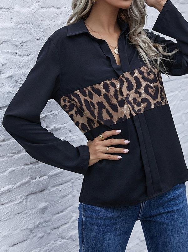 Printed Leopard Print Loose Ladies Shirt - LuckyFash™