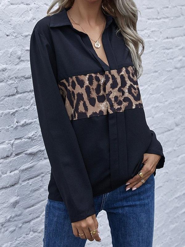 Printed Leopard Print Loose Ladies Shirt - LuckyFash™