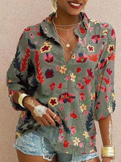 Printed Long Sleeve Lapel Fashion Shirt - LuckyFash™