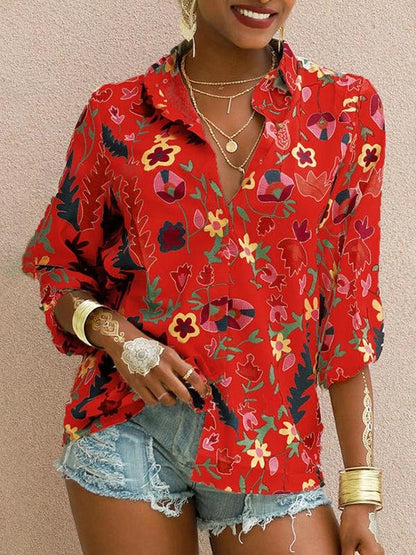 Printed Long Sleeve Lapel Fashion Shirt - LuckyFash™