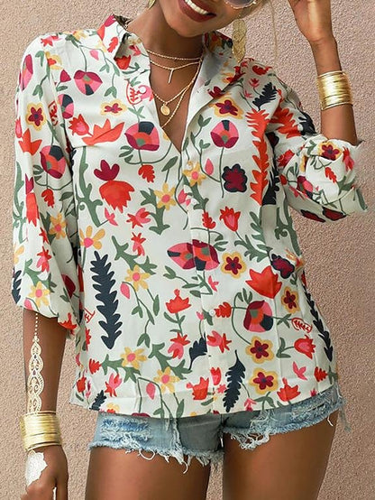 Printed Long Sleeve Lapel Fashion Shirt - LuckyFash™