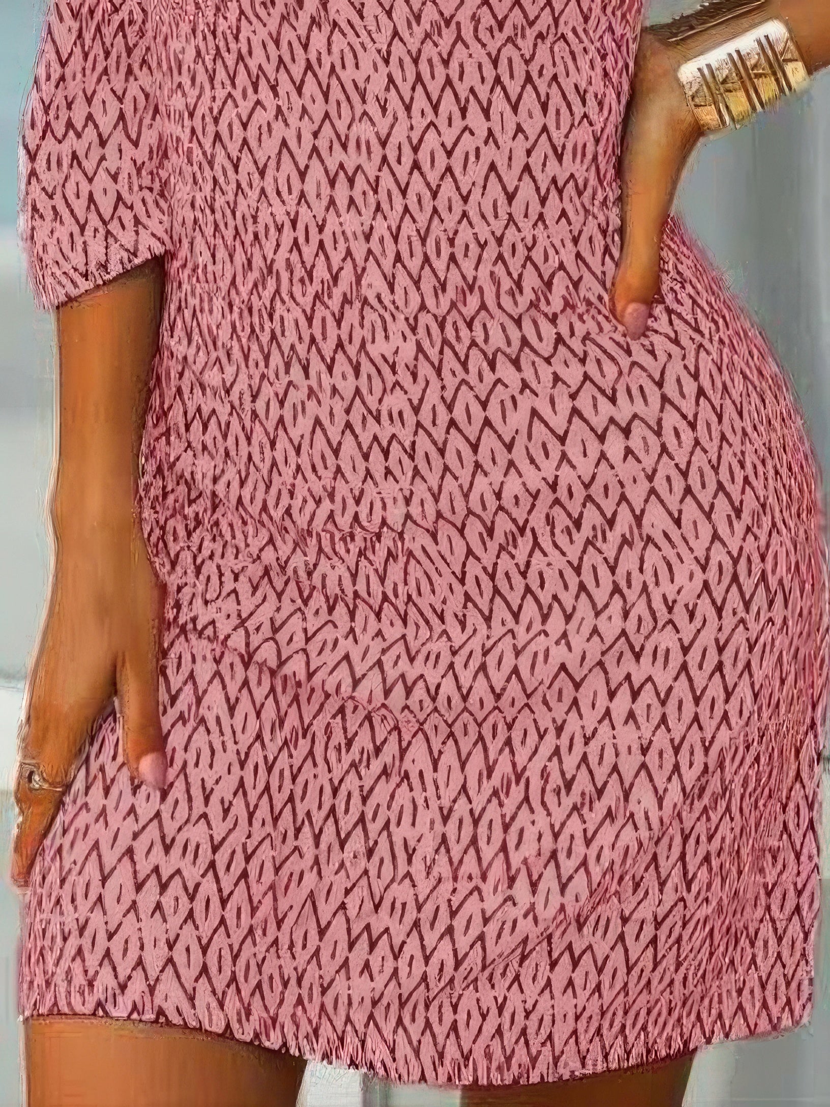 Printed Mid-Sleeve Off The Shoulder Dress - LuckyFash™