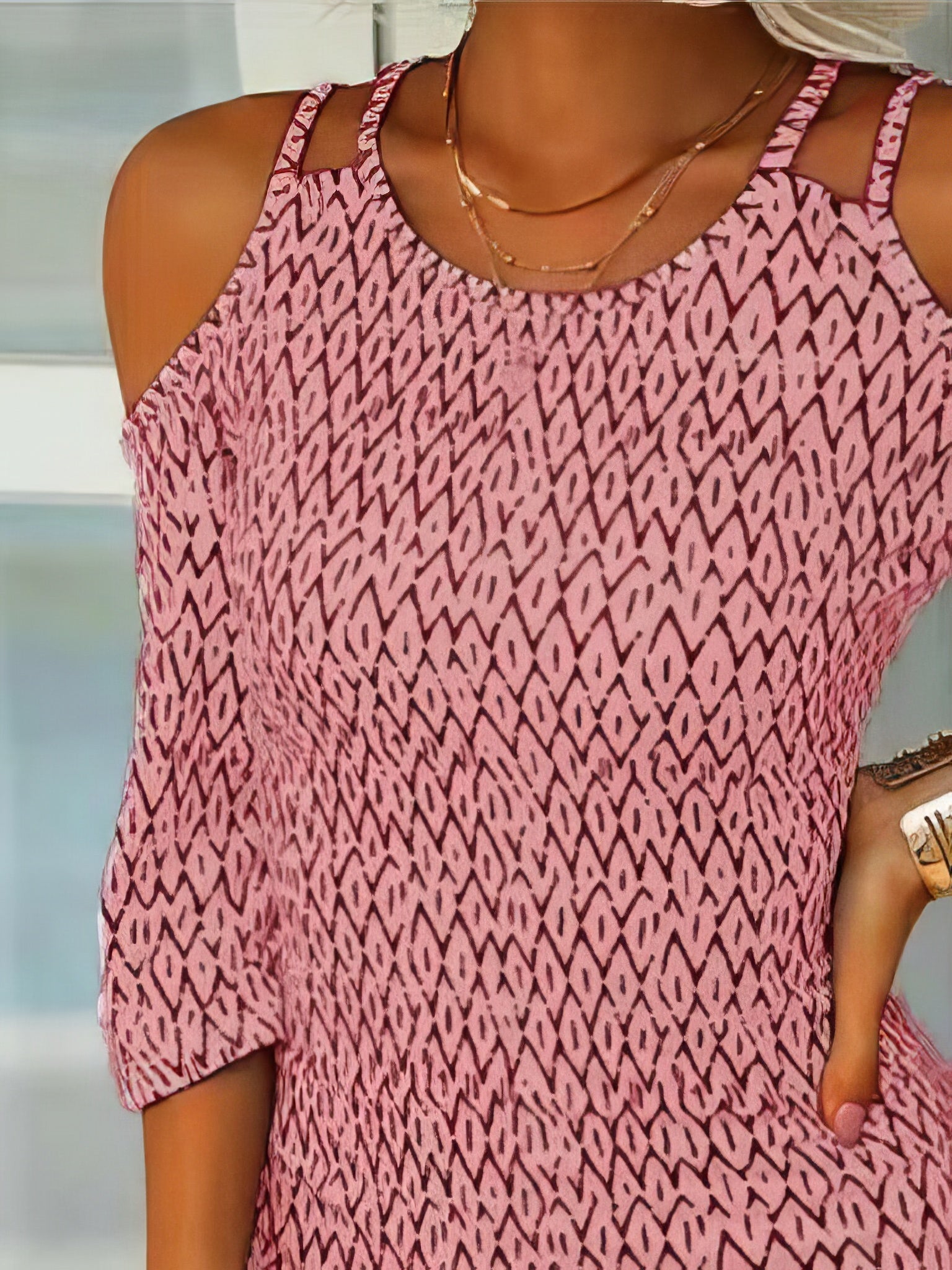 Printed Mid-Sleeve Off The Shoulder Dress - LuckyFash™