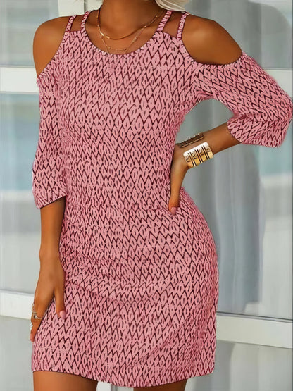 Printed Mid-Sleeve Off The Shoulder Dress - LuckyFash™