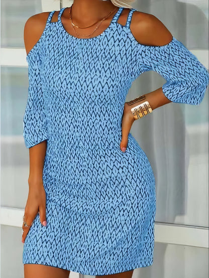 Printed Mid-Sleeve Off The Shoulder Dress - LuckyFash™