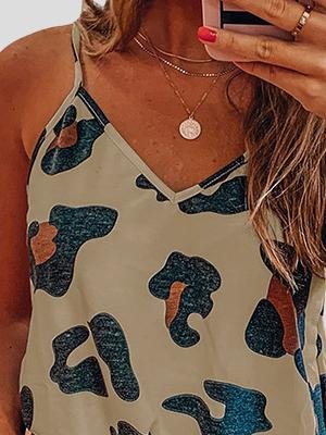 Printed Sleeveless V-Neck Casual Tank Tops - LuckyFash™